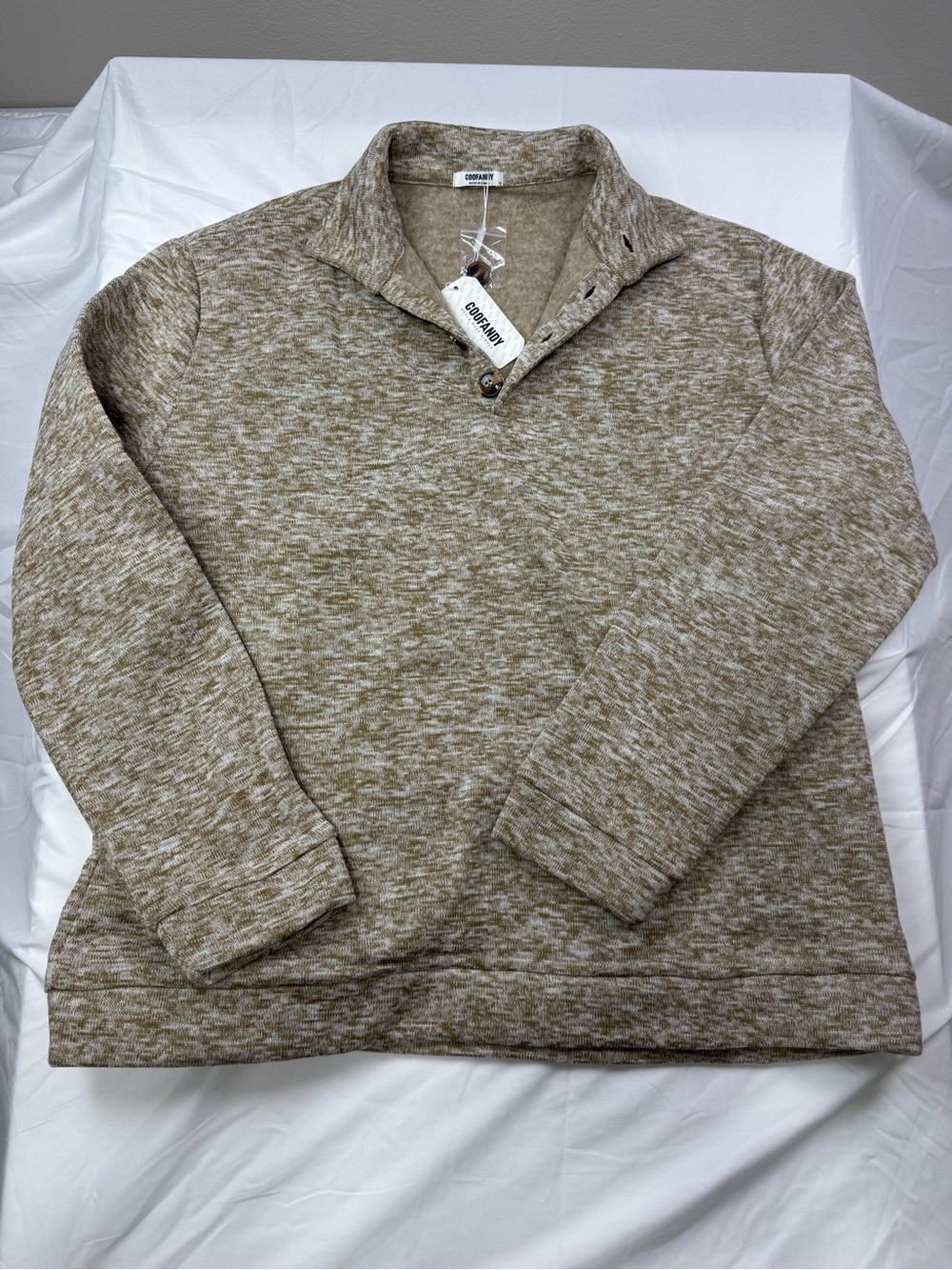Cobraty Men's Shawl Collar Pullover - Taupe Heather